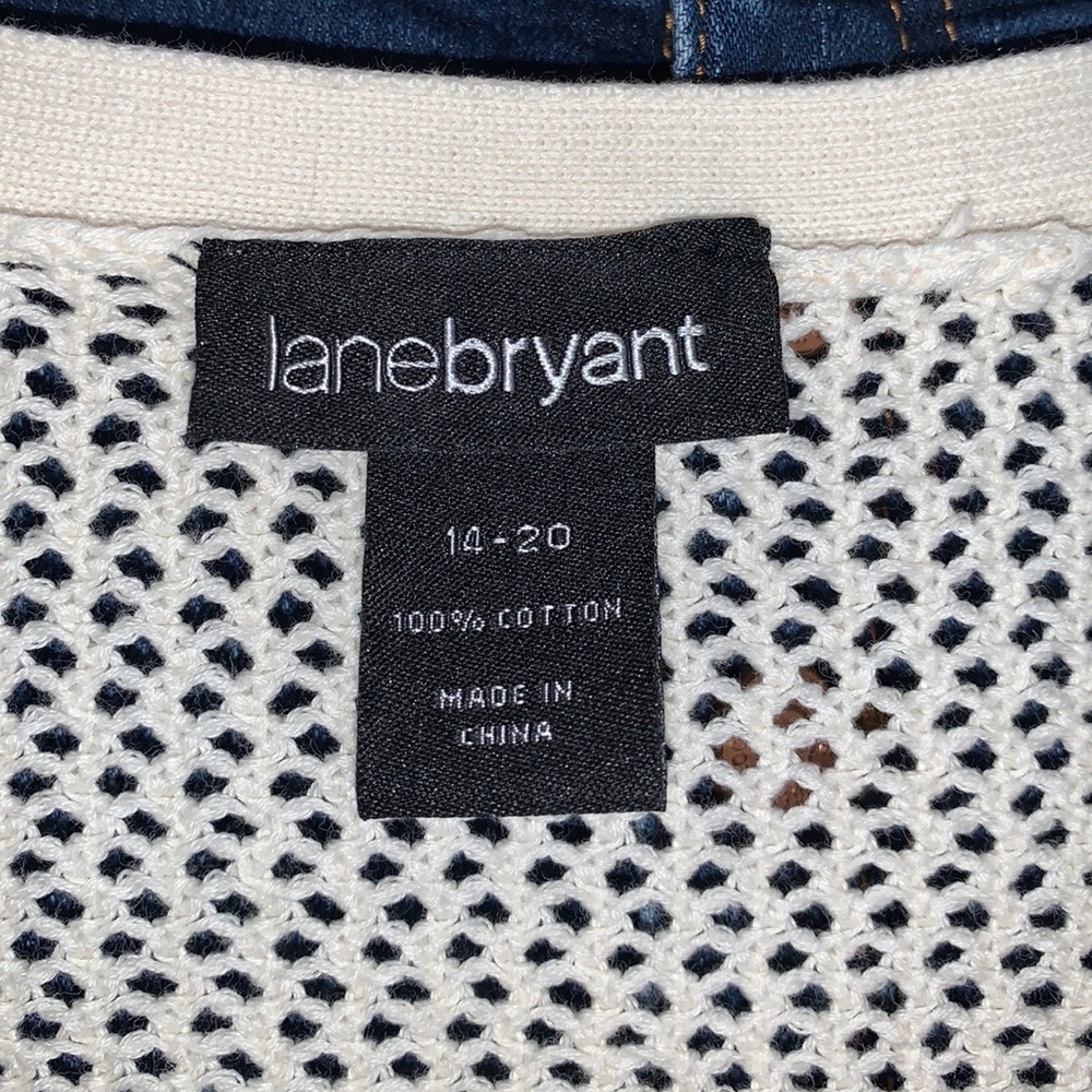 Lane Bryant Cotton Crochet Open Knit Boxy V-Neck Batwing Short Sleeve Poncho Top - Picture 14 of 16
